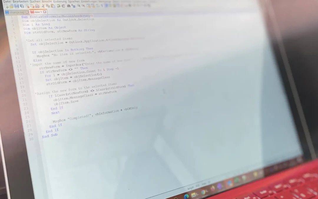 VBA-Skript zum nachträglichen Anpassen der Kontaktformulare in Outlook